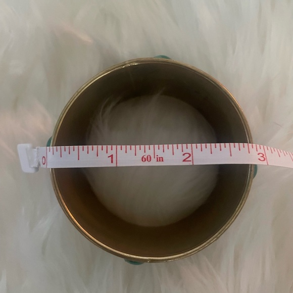 Brass & Emerald Green Statement Bracelet - Picture 4 of 4